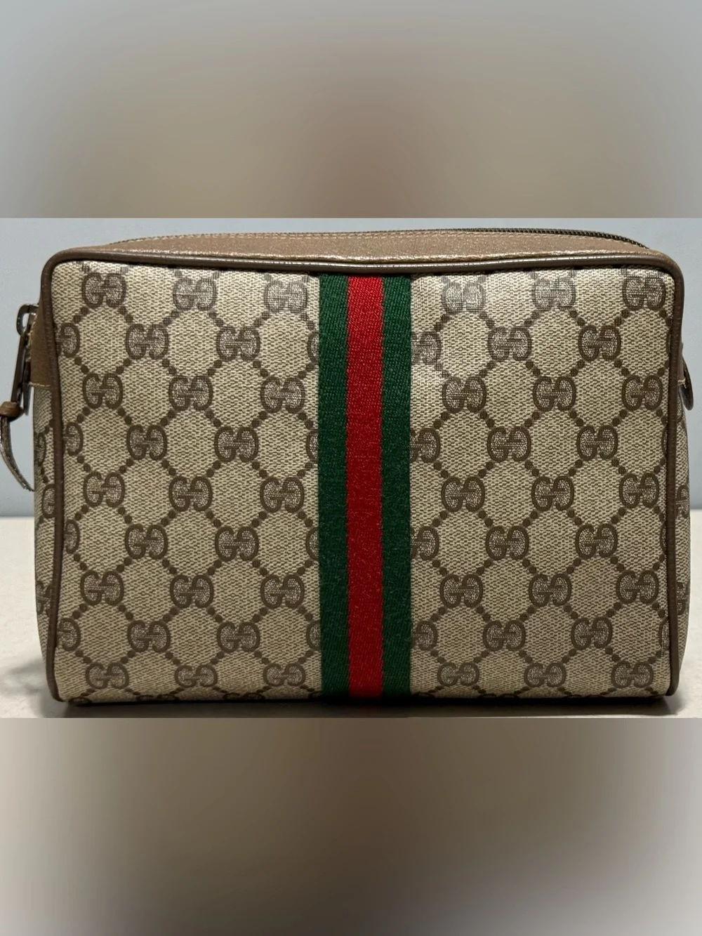 GUCCI Vintage GG Supreme Web Sherry Line Clutch Bag